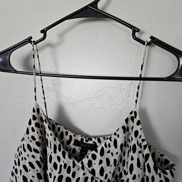 J.Crew Women's 4 100% Silk Stylish Black White Polka Dot Tank Top Ruffle Blouse - Picture 3 of 7